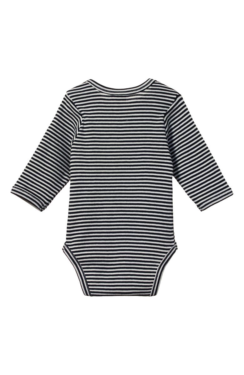 NATURE BABY Long Sleeve Bodysuit, Alternate, color, Navy Stripe