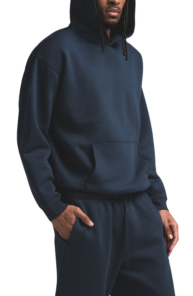 SKIMS Fleece Lounge Relaxed Hoodie, Alternate, color, Navy