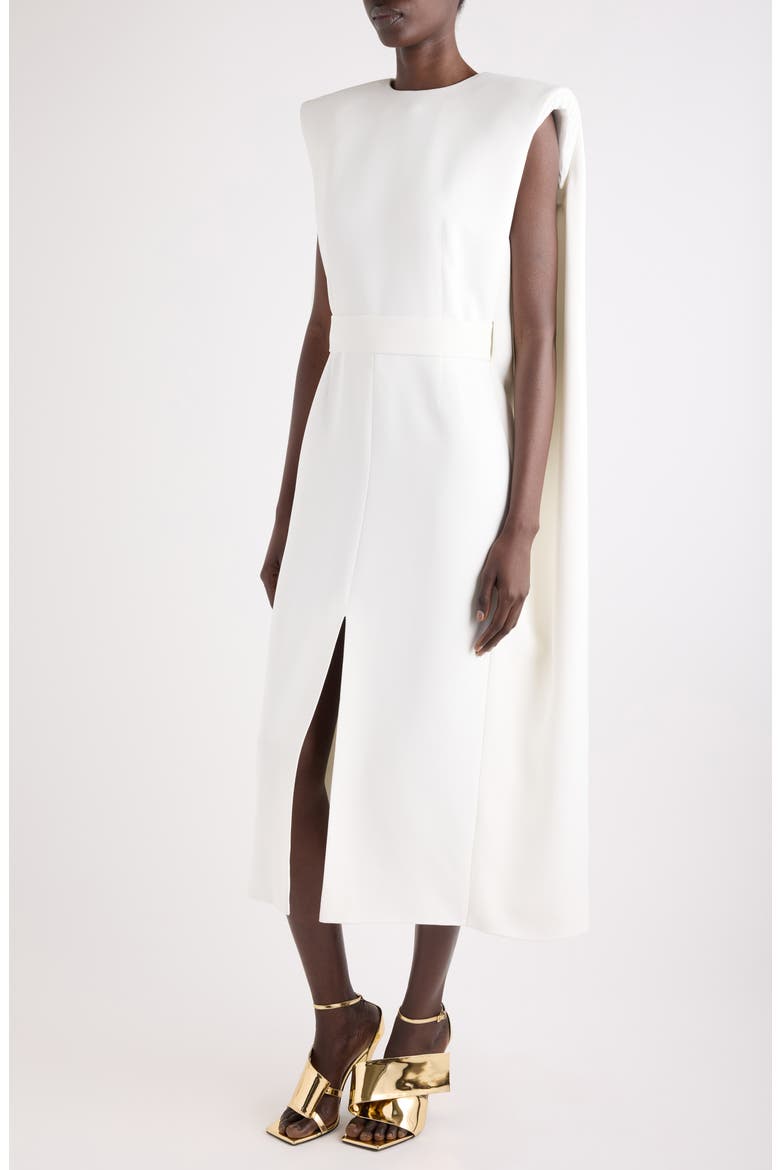 Crepe Cady Cape Dress, Alternate, color, IVORY