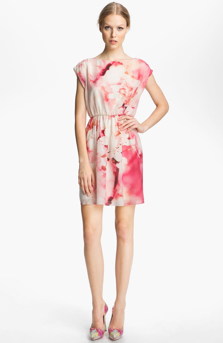 Alice + Olivia Print Cap Sleeve Dress, Main, color, 