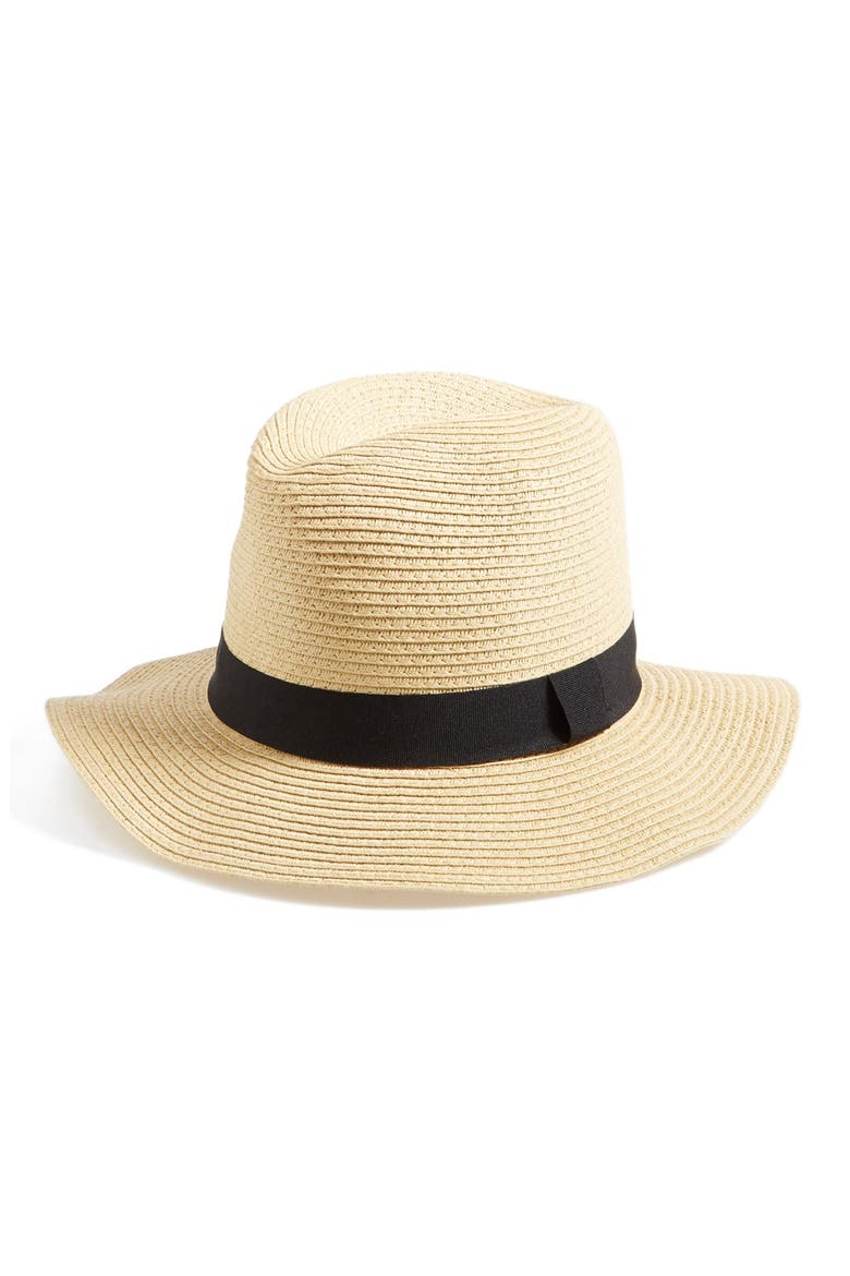 Straw Panama Hat, Main, color, NATURAL/ BLACK