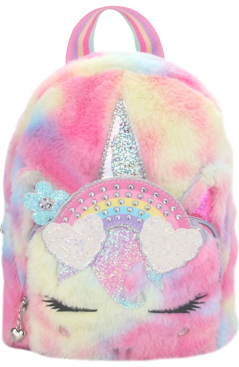 OMG Accessories Kids' Mini Miss Gwen Plush Faux Fur Backpack, Main, color,