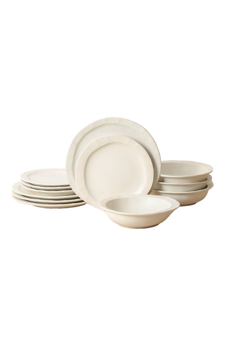 Stone Lain Oasis Stoneware 12-Piece Dinnerware Set, Alternate, color, White