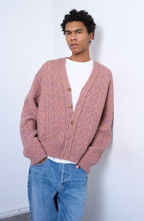 Marled V-Neck Cable Cardigan