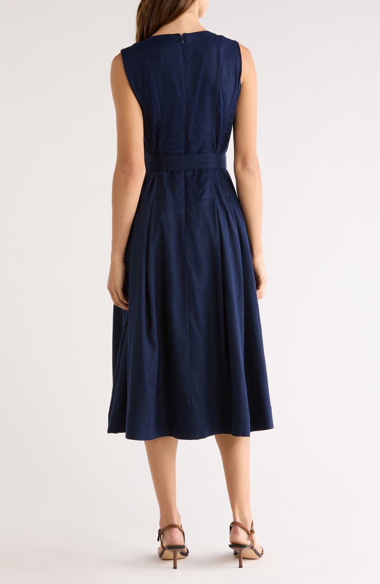 CeCe Belted Midi Dress, Alternate, color, Classic Navy