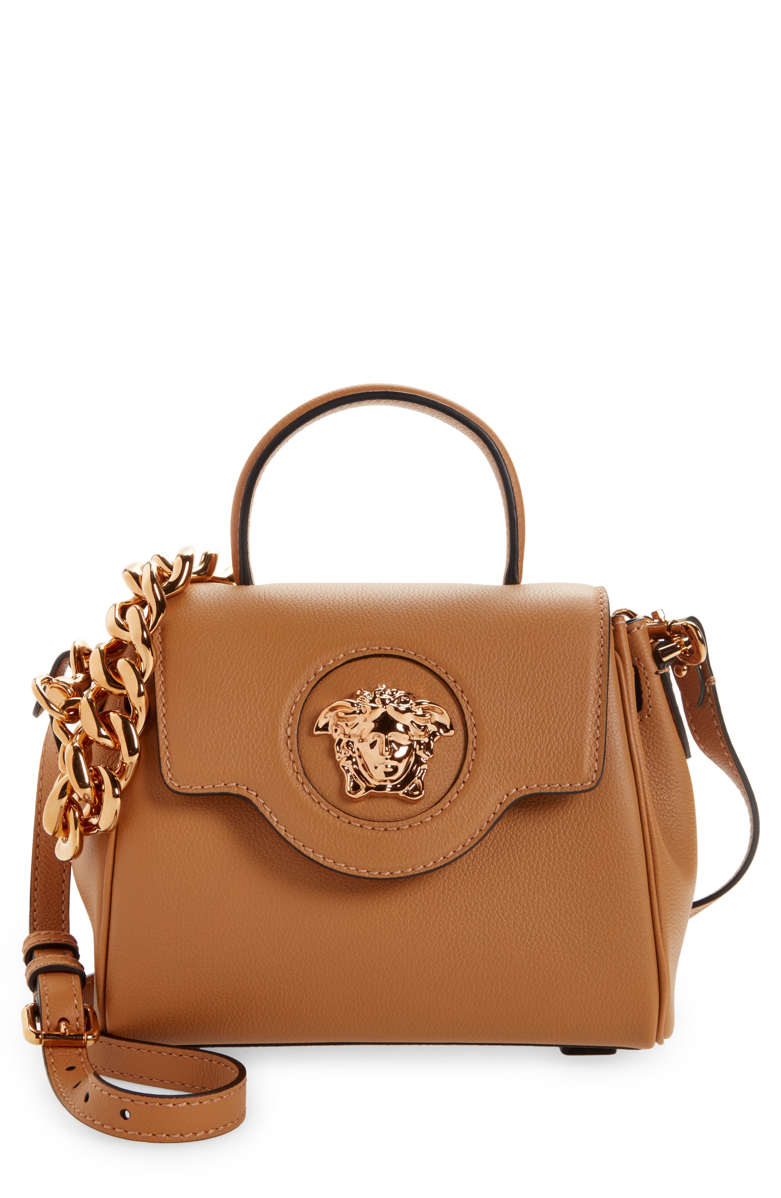 Versace Small La Medusa Handbag, Main, color, 