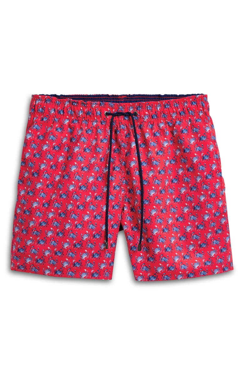 Bugatchi Crab Print Swim Trunks, Alternate, color, 