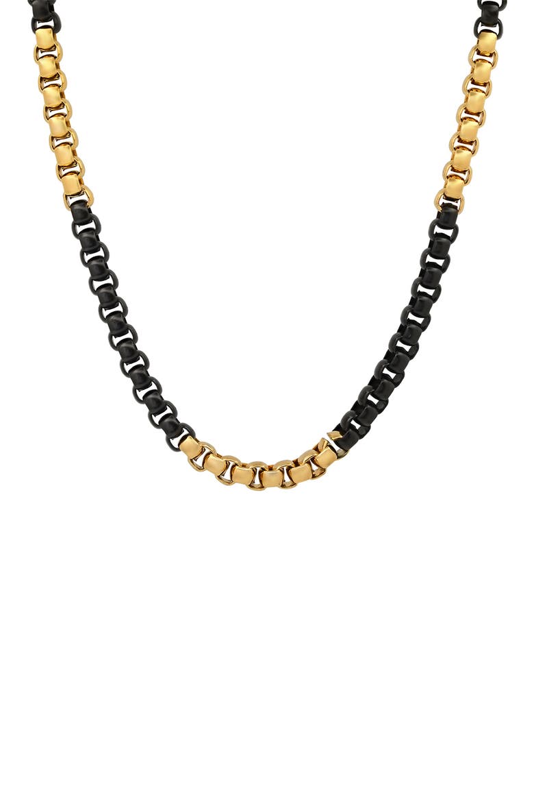 Stainless Steel Two Tone Box Chain Necklace, Main, color, TWO TONE