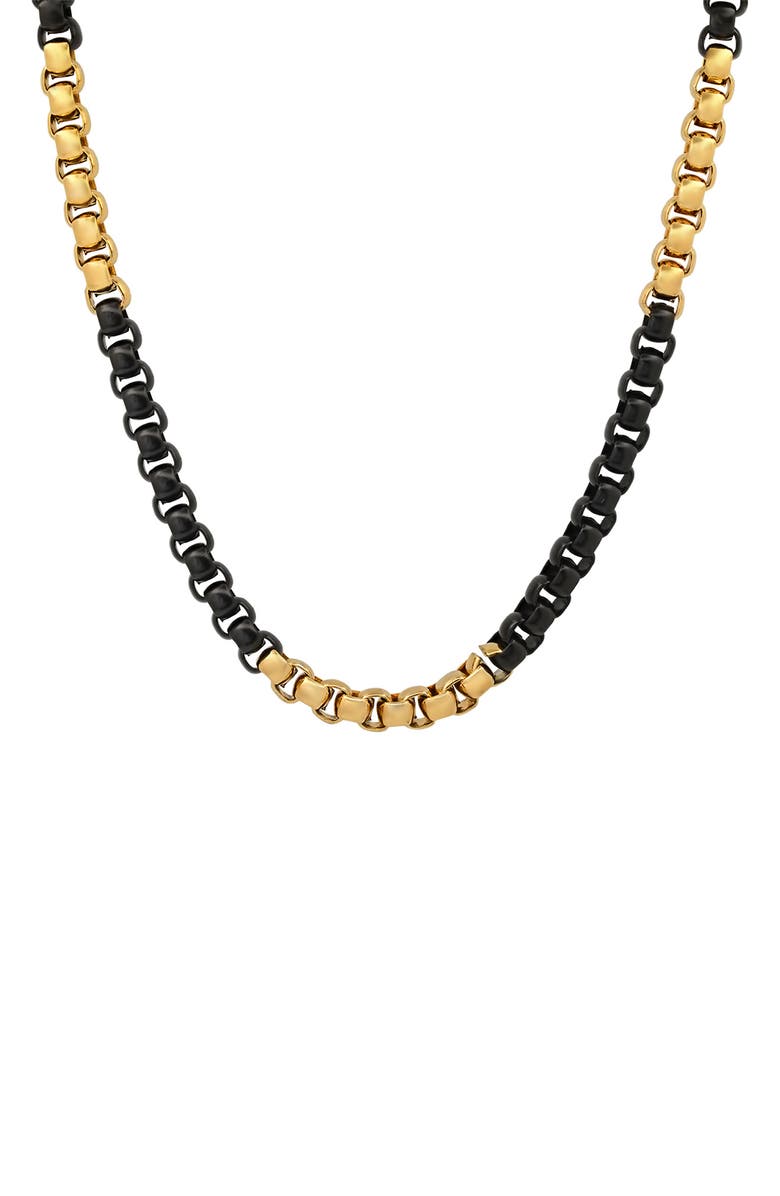 HMY JEWELRY Stainless Steel Two Tone Box Chain Necklace, Main, color, 