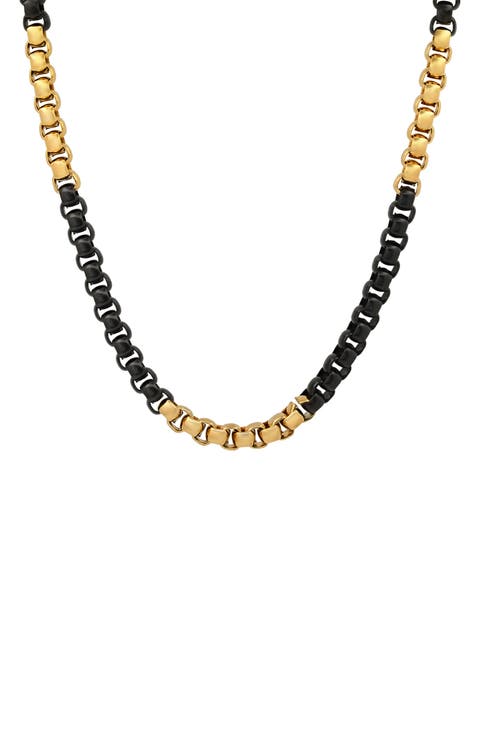 Stainless Steel Two Tone Box Chain Necklace