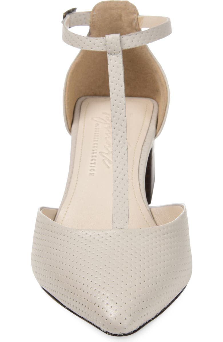 Journee Collection Cameela T-Strap Pointed Toe Pump, Alternate, color, Bone Leather