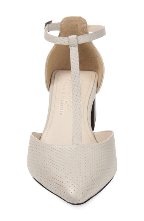 Journee Collection Cameela T-strap Pointed Toe Pump In Bone Leather