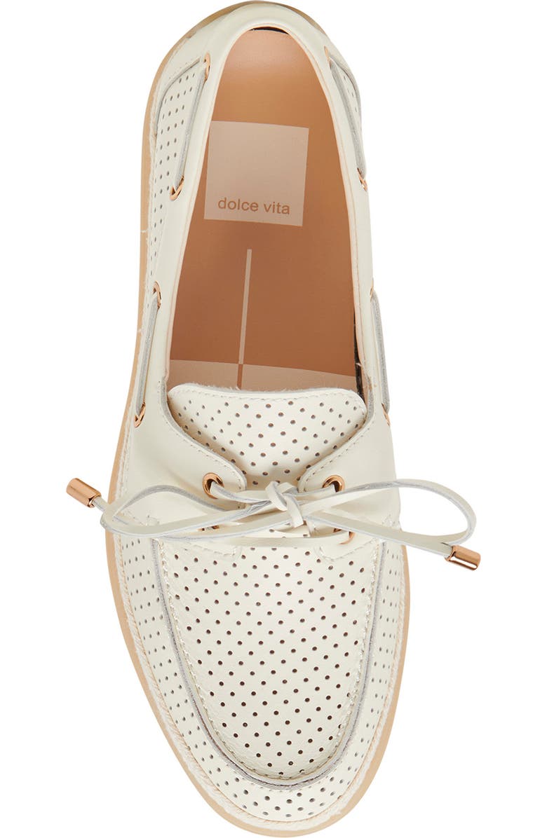 Dolce Vita Doris Boat Shoe, Alternate, color, Off White Perforated Leather
