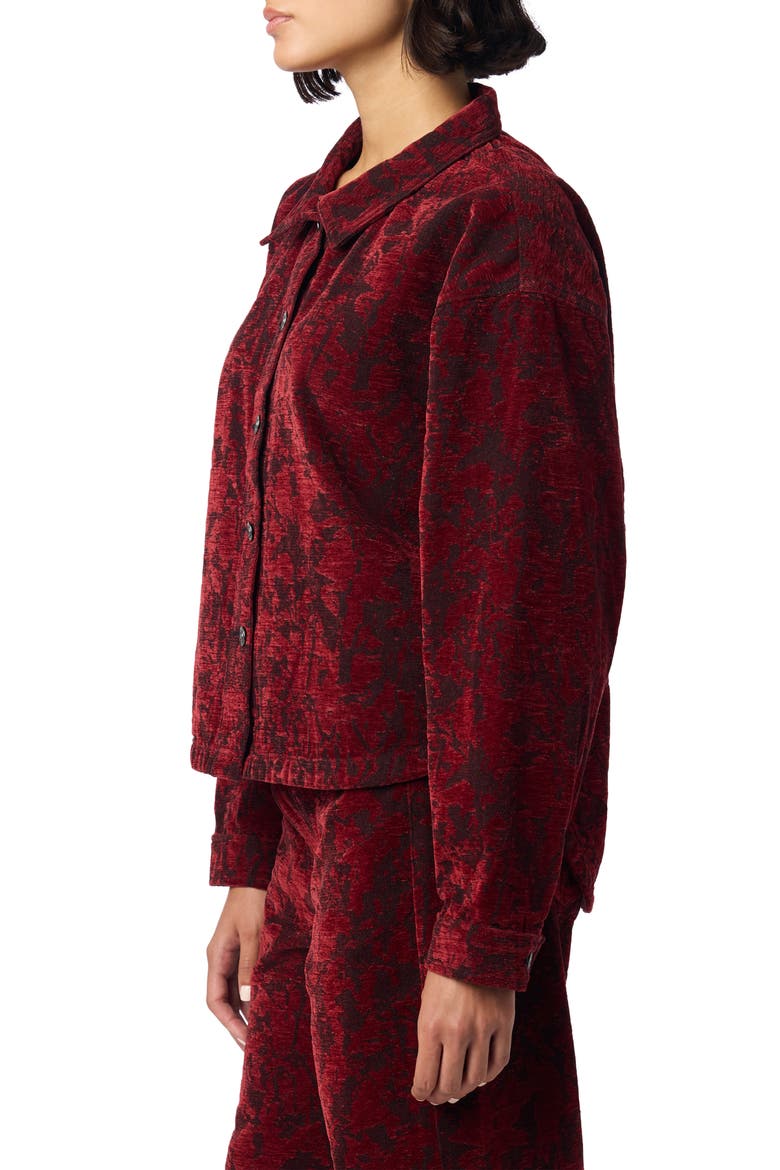 Floral Cropped Shirt Jacket, Alternate, color, DARK CHALET