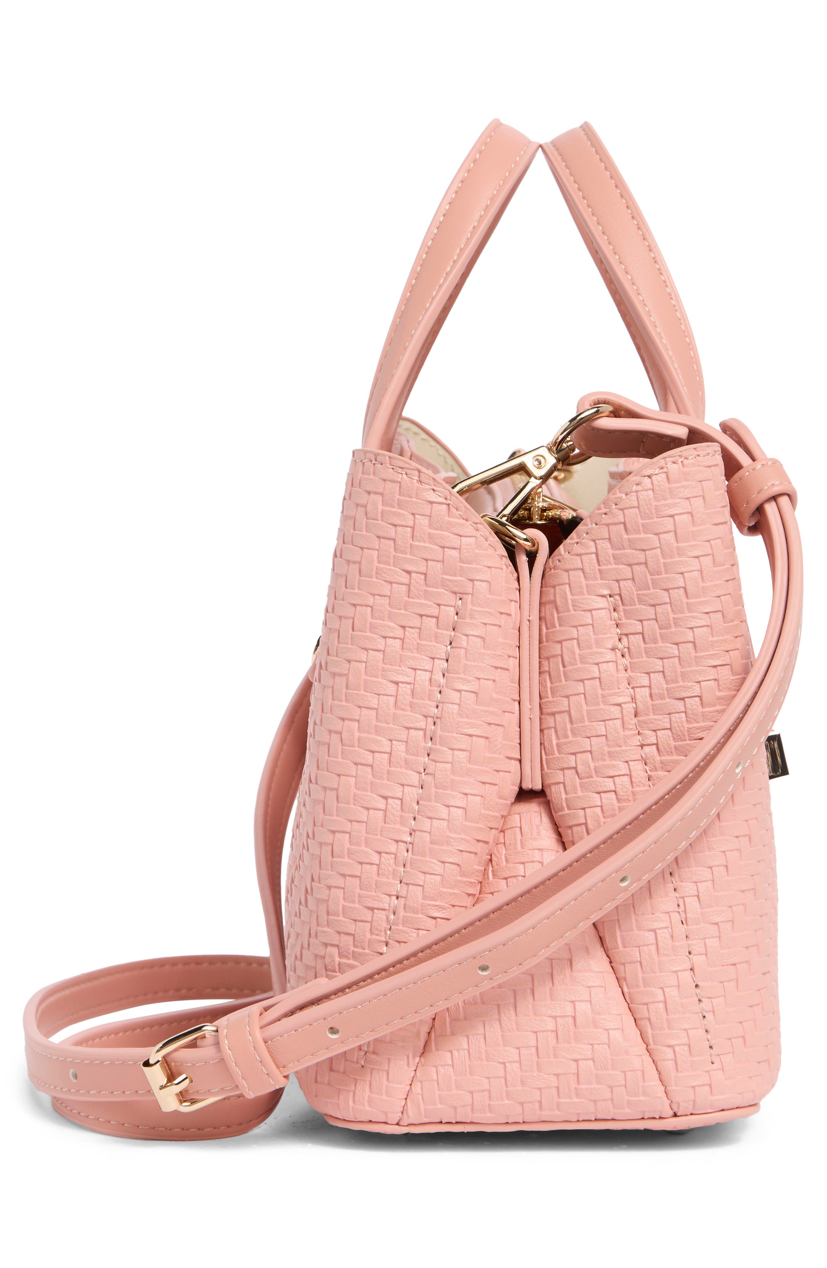 Dinky Dorrie Faux Leather Satchel, Alternate, color, BLUSH