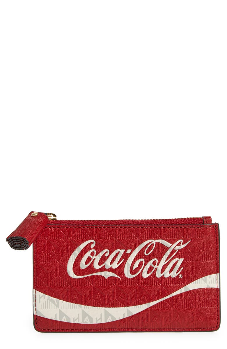 Anya Hindmarch Coca-Cola<sup>®</sup> Embossed Leather Zip Card Case, Main, color, 