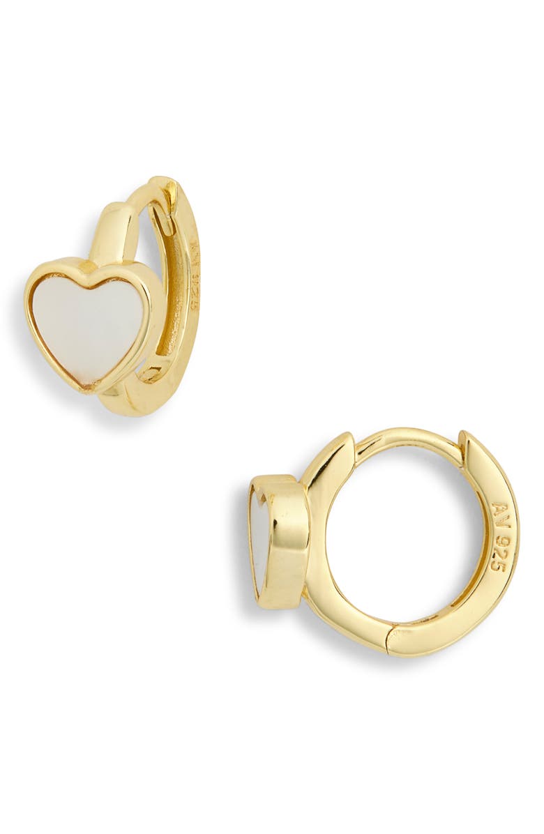 ARGENTO VIVO Mother-of-Pearl Huggie Hoop Earrings, Main, color, Gold