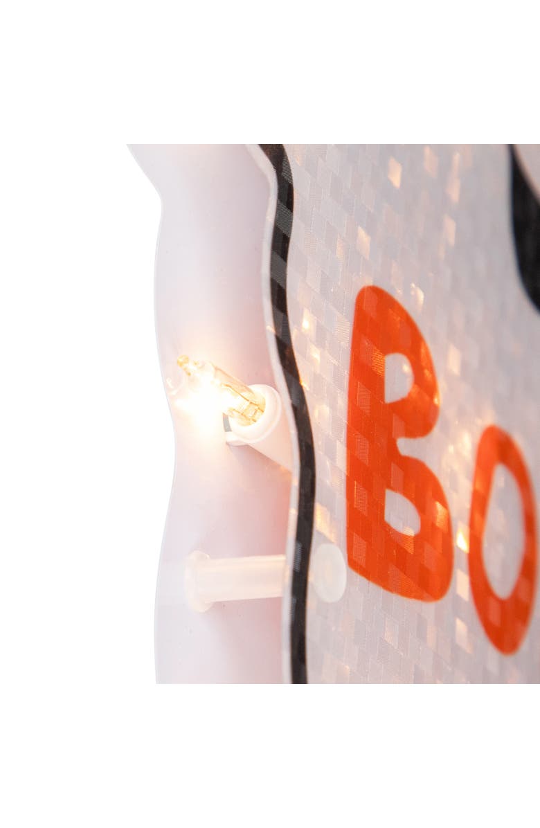 Northlight Lighted Holographic Boo Ghost Halloween Window Decoration - 12", Alternate, color, Orange