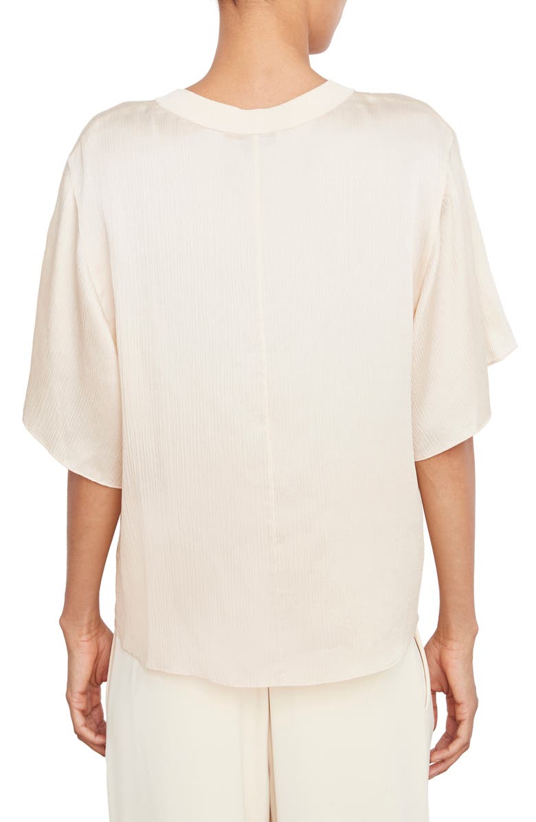 Vince Rib Trim Crewneck Silk Top, Alternate, color, 