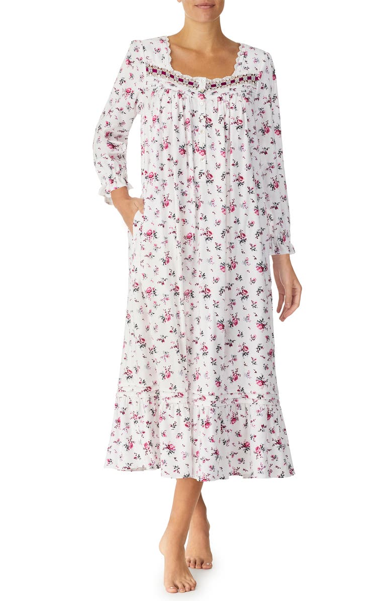Eileen West Floral Flannel Ballet Nightgown, Main, color, 