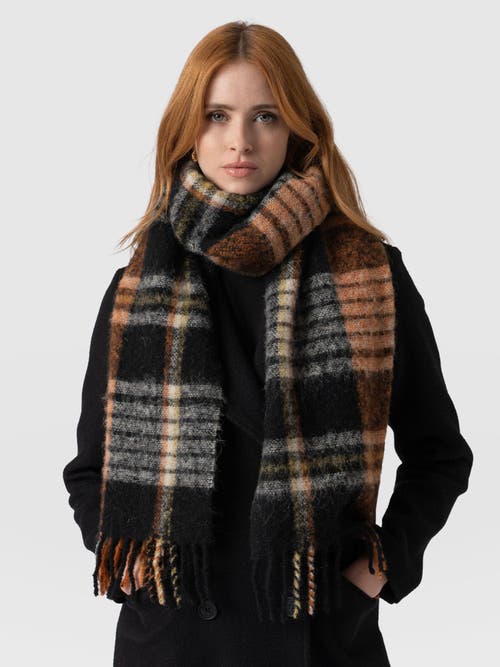 Saint + Sofia Nora Check Scarf In Orange