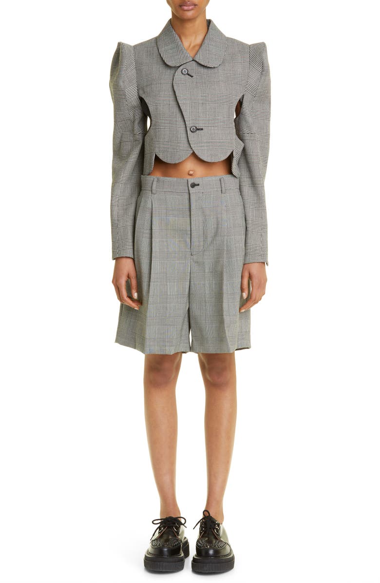 Noir Kei Ninomiya Women's Check Wool Tweed Shorts, Alternate, color,