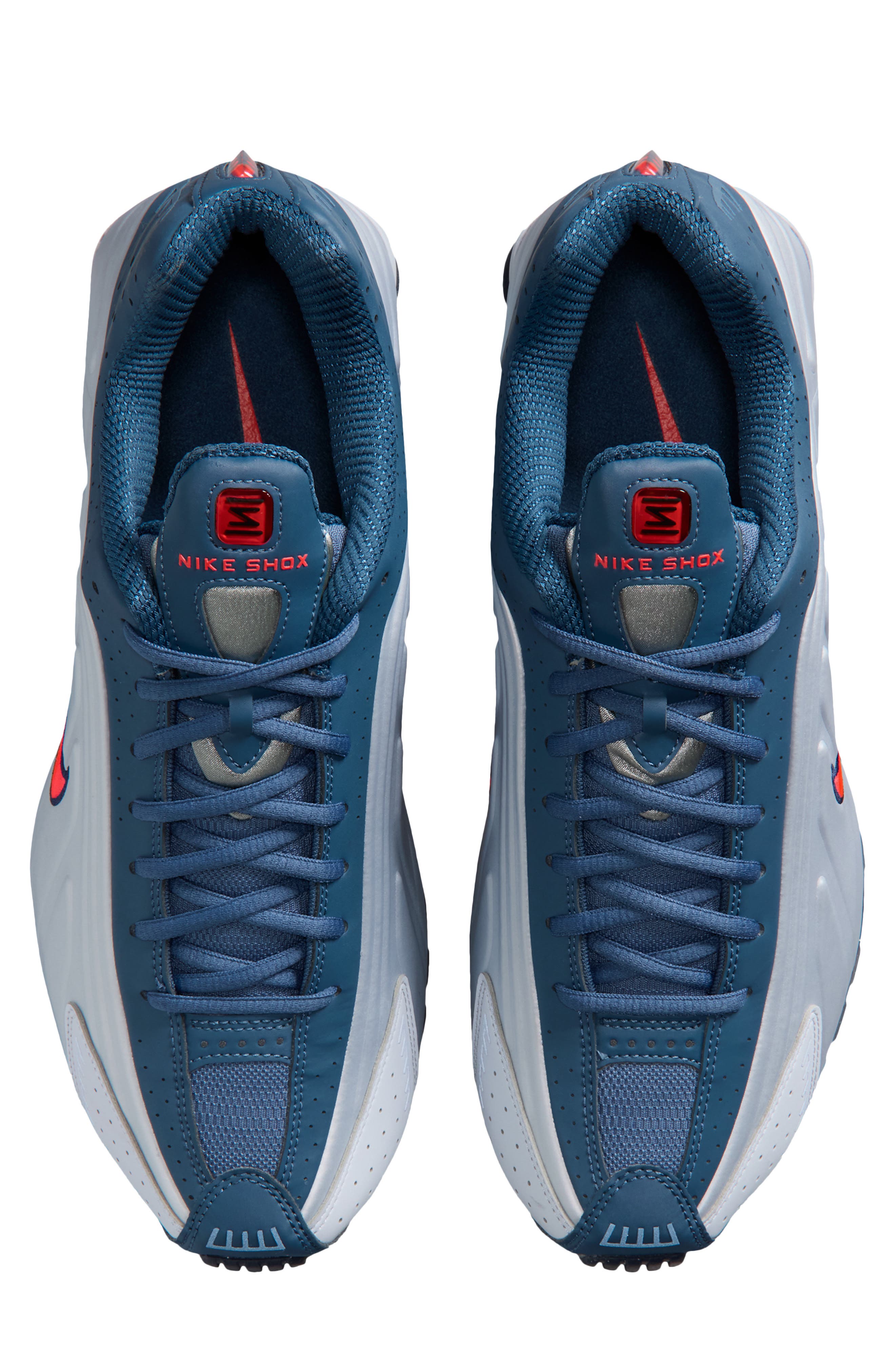 Shox R4 Sneaker, Alternate, color, FOOTBALL GREY/ SLATE/ BLUE