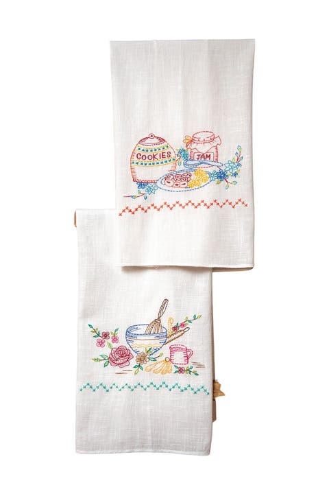 Baking & Cookies Embroidered Tea Towels, Set of 2