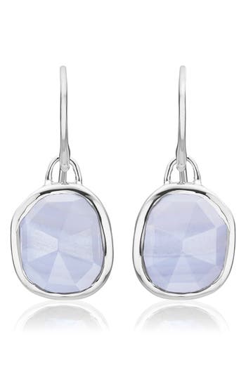 Monica Vinader Siren Semiprecious Stone Drop Earrings In Silver/blue Lace Agate