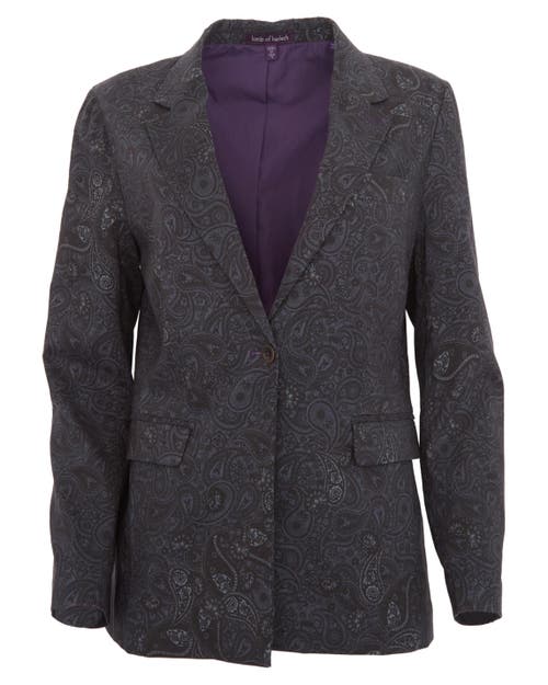 Lords Of Harlech Jane Stretch Tencel Tailored Blazer Montgat Paisley In Purple