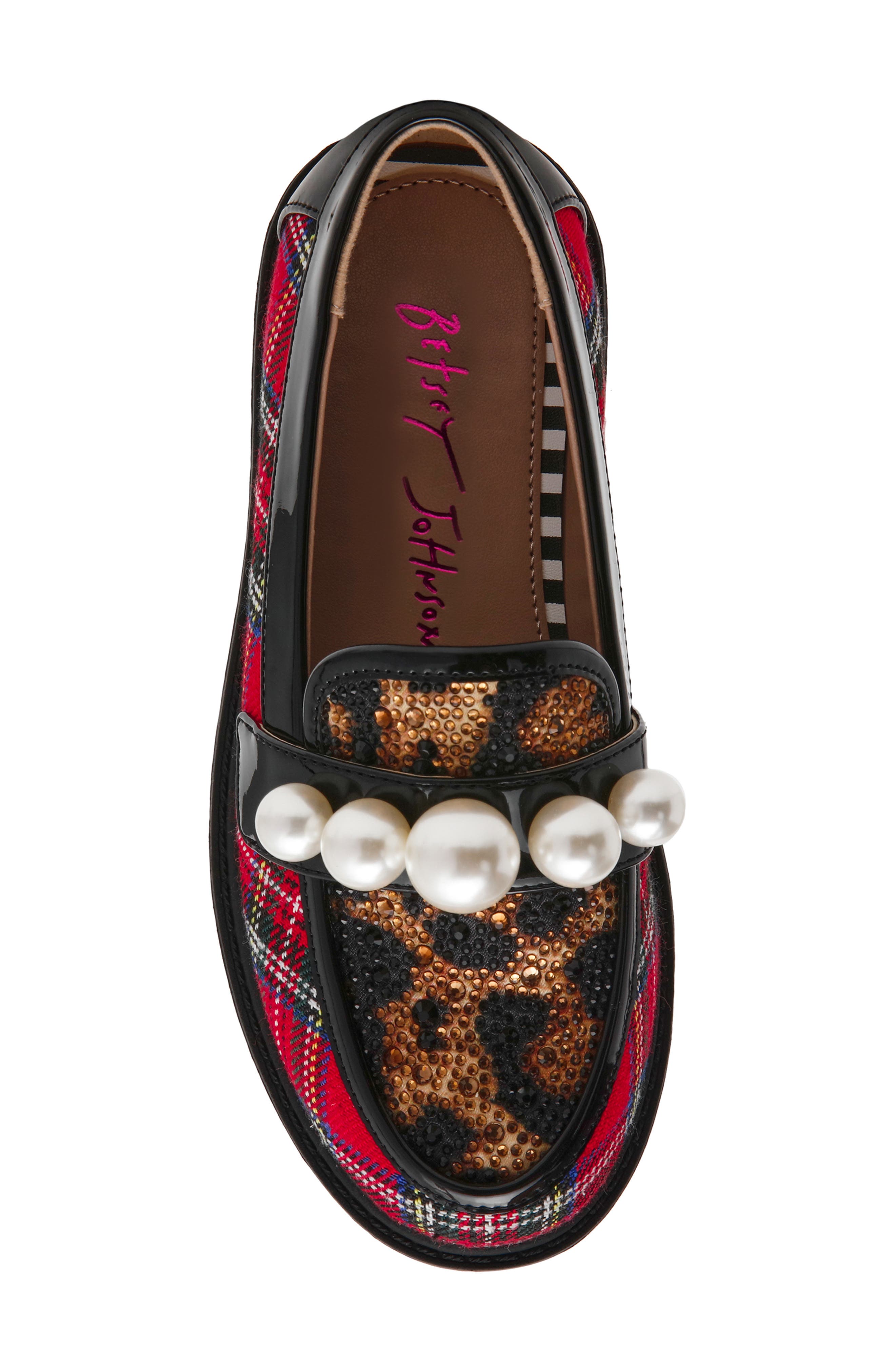 Betsey Johnson Kids' Harlo Platform Loafer, Alternate, color, Red Plaid