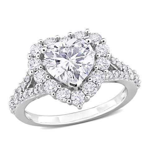 3ct D.E.W. Moissanite Heart Halo Ring