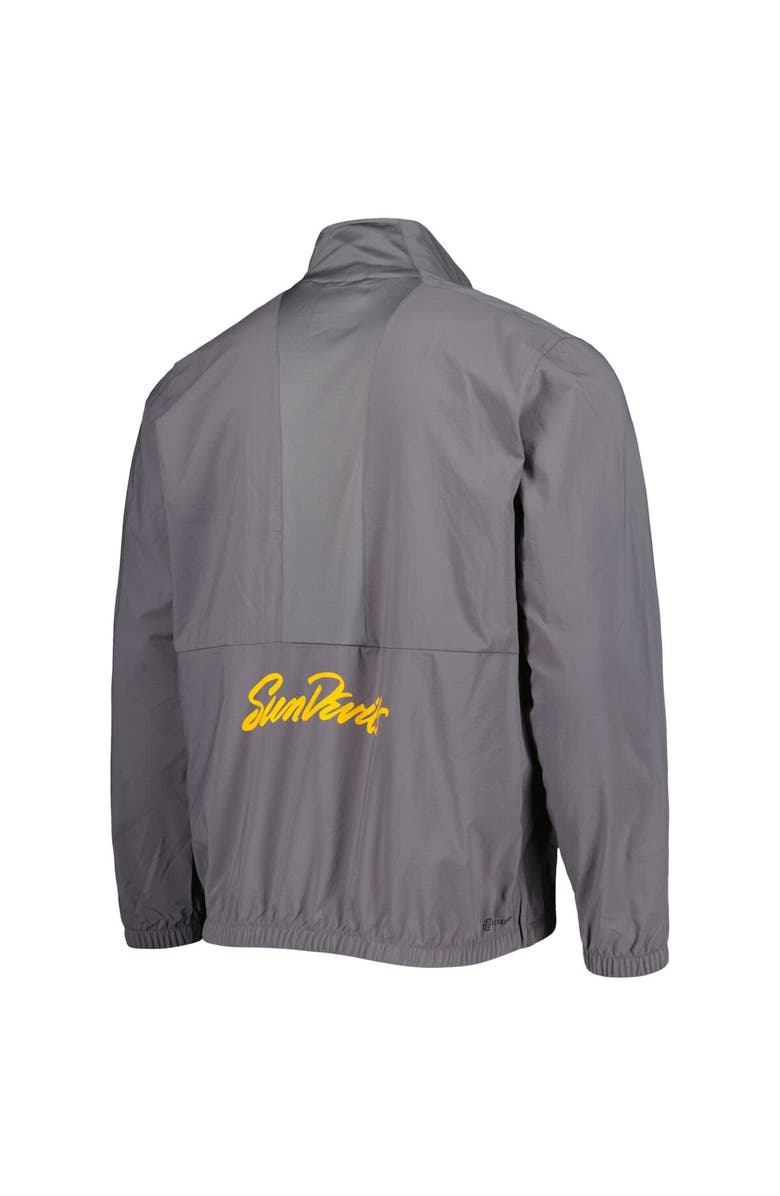 adidas Men's adidas Gray Arizona State Sun Devils Strategy Stadium AEROREADY Woven Half-Zip Jacket, Alternate, color, 