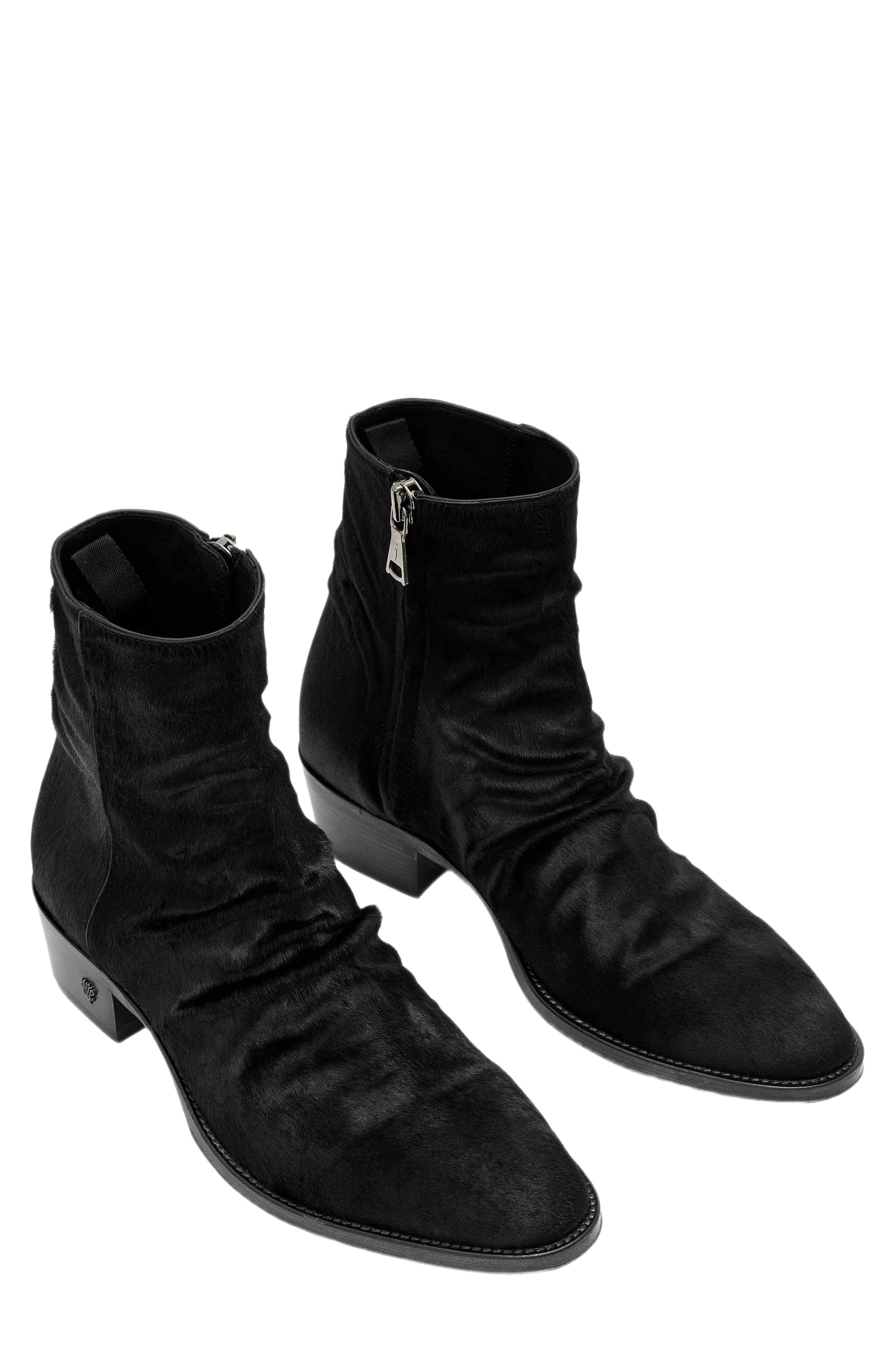 Two Five Two Genuine Calf Hair Zip Boot, Main, color, BLACK