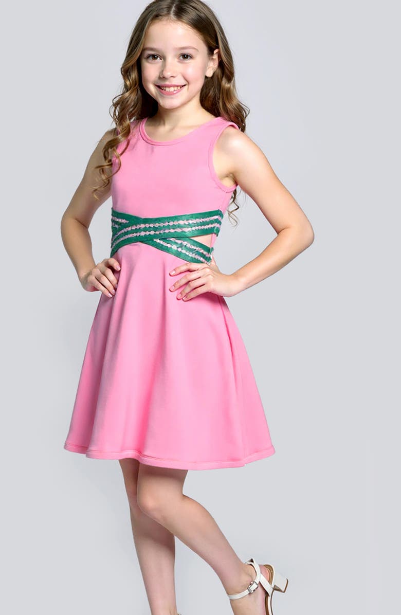 Hannah Banana Kids' Crisscross Fit & Flare Dress, Alternate, color, 