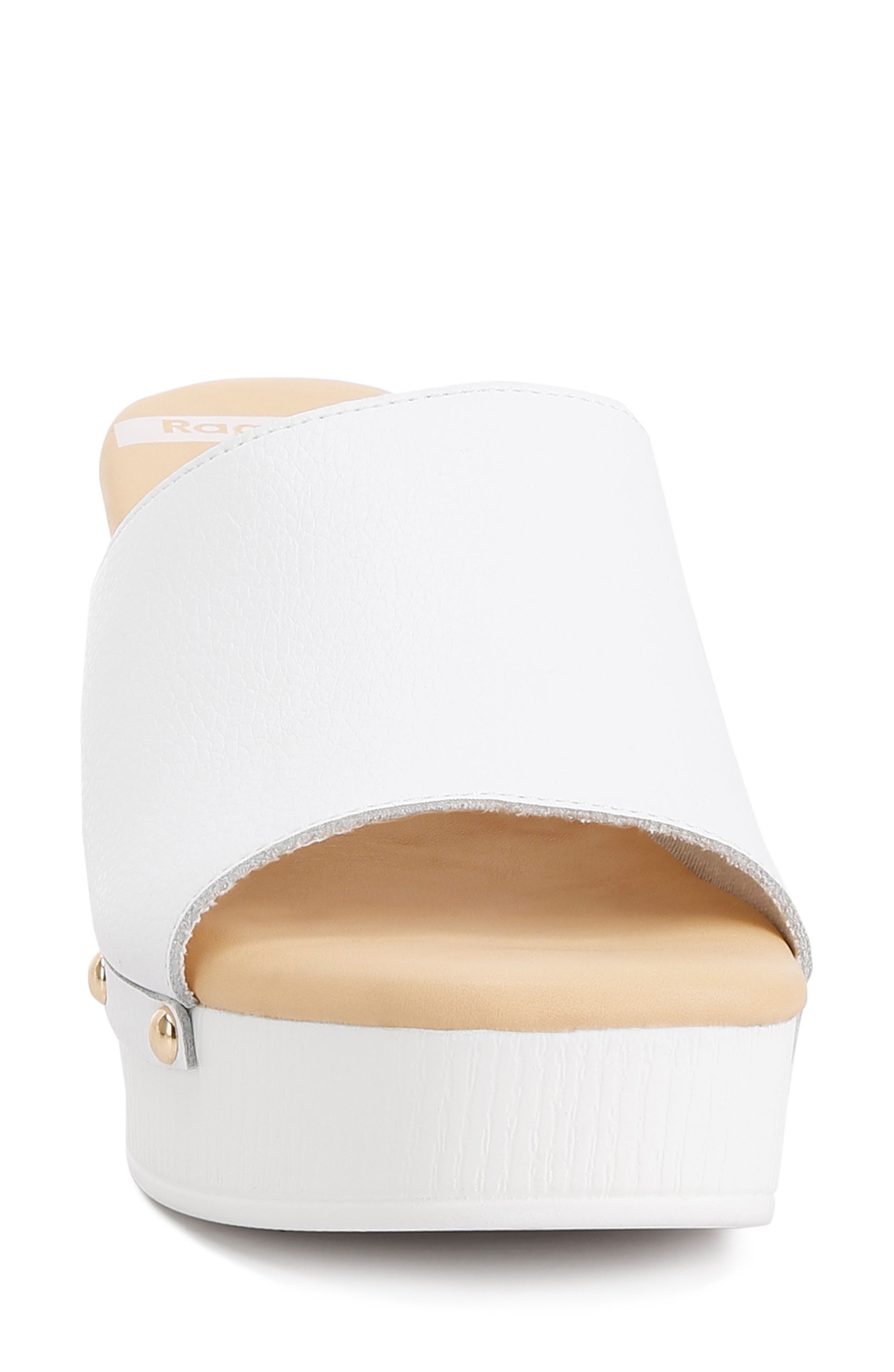 Drew Recycled Leather Platform Sandal, Alternate, color, WHITE
