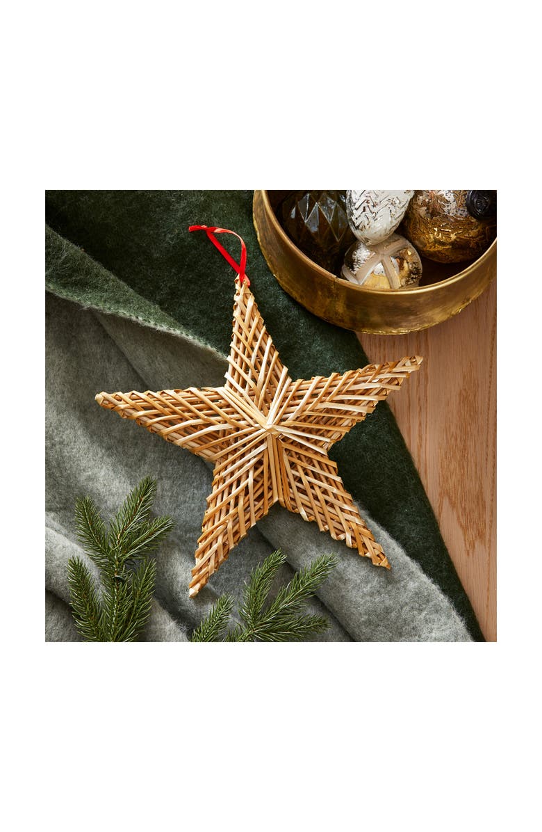 tag Straw Star Hanging Decor with LED Lighting for Everyday Use, Alternate, color, Beige