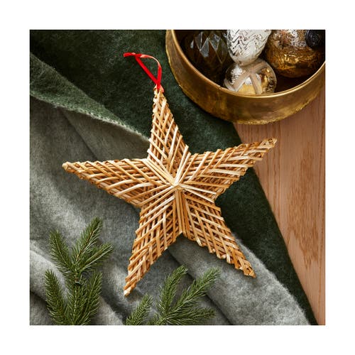 Tag Straw Star Hanging Decor With Led Lighting For Everyday Use In Neutral