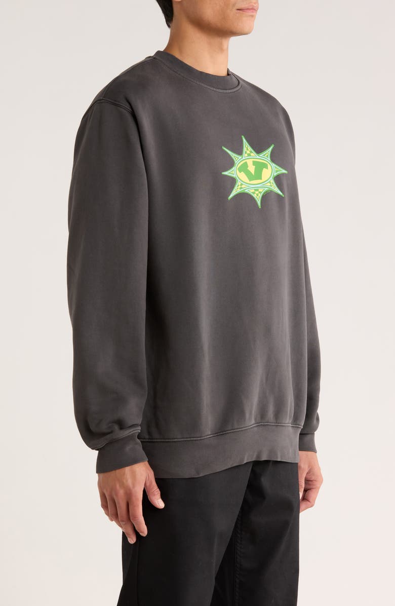 Vans Star Checker Fleece Crewneck Sweatshirt, Alternate, color, Black