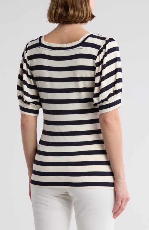 T Tahari Square Neck Banded Top In Black