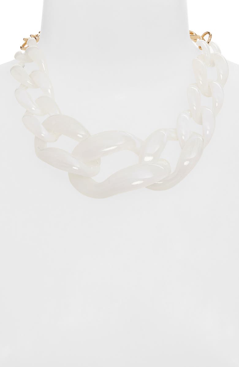 BaubleBar Faryn Curb Link Statement Necklace, Alternate, color, White