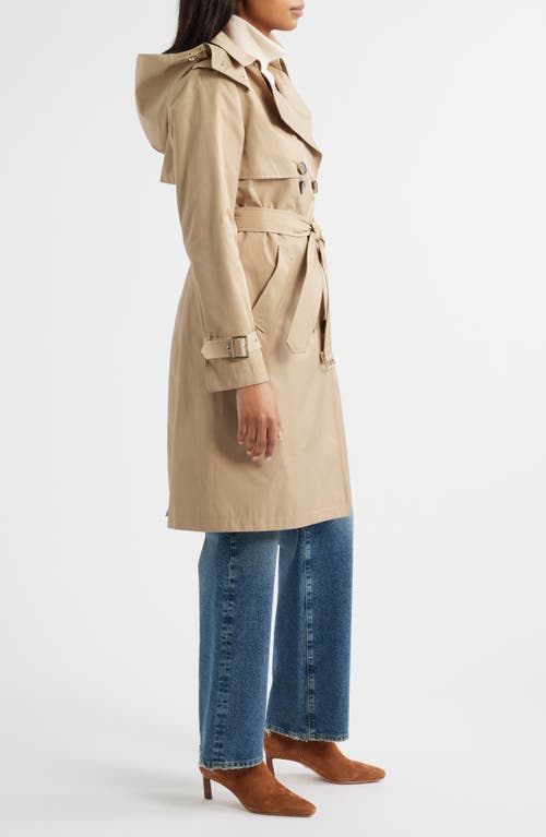 Michael Kors Water Resistant Hooded Trench Coat In Brown