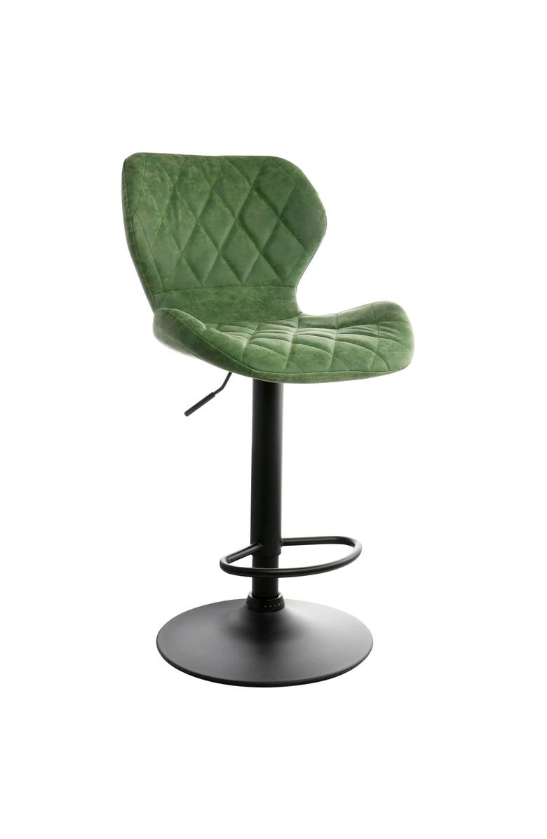 Elama Vintage Faux Leather Adjustable Bar Stool, Main, color, Green