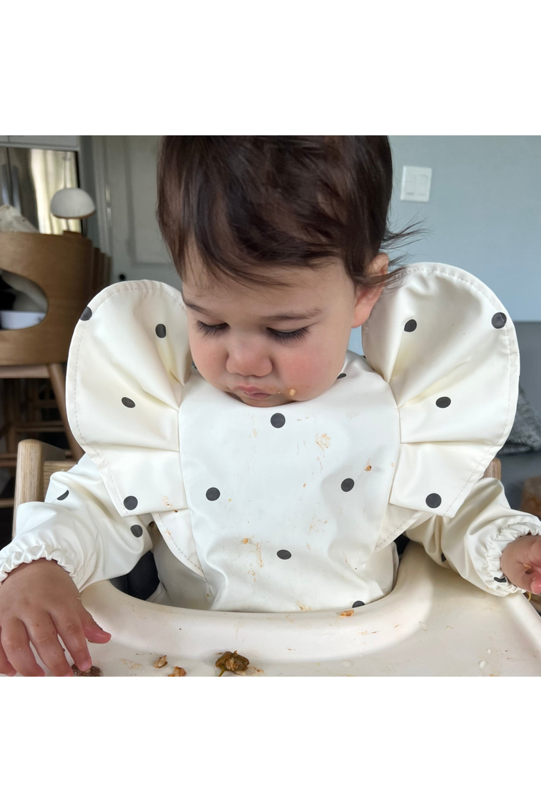 Classic Low-Pocket Ruffle Long Sleeve Bib Smock, Alternate, color, Polka Dot (6m-24m)