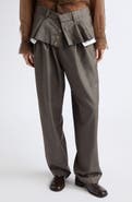 ACT N*1 Torn Basque Wide Leg Pleated Wool Blend Trousers