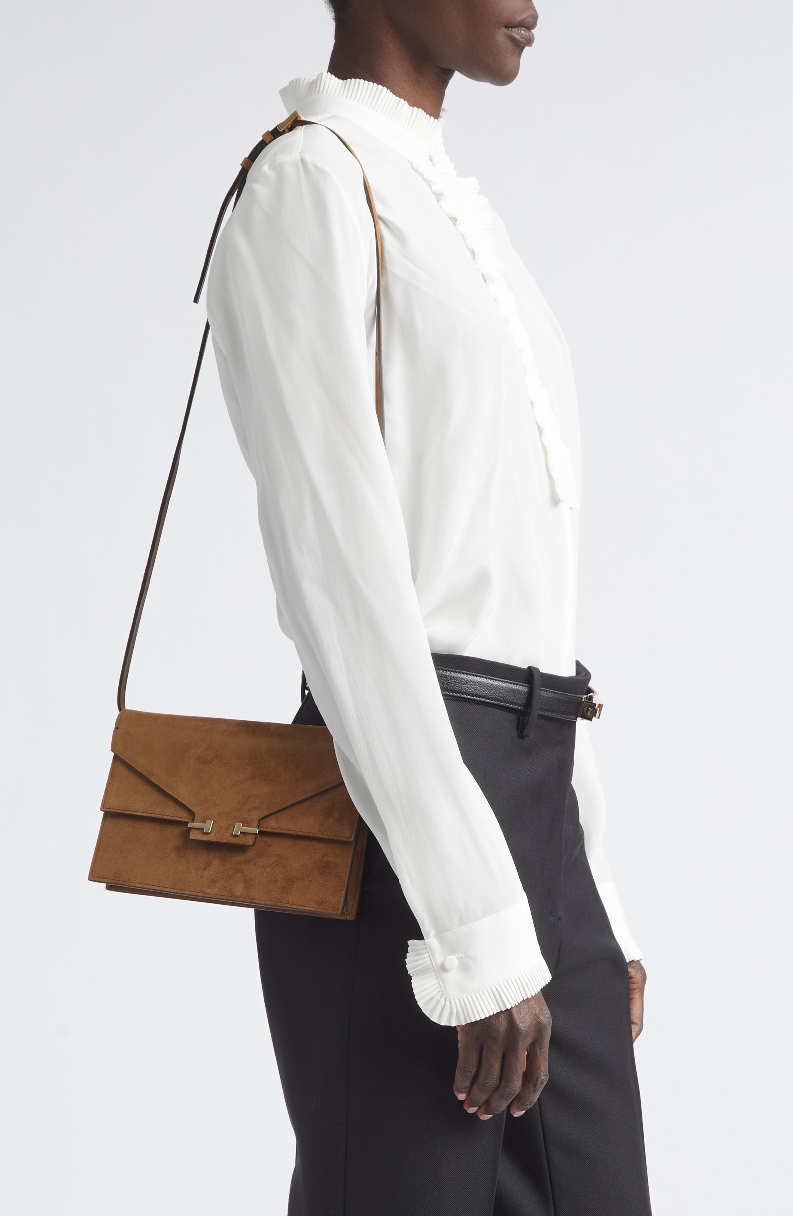 Mini Aube Suede Shoulder Bag, Alternate, color, WHISKY
