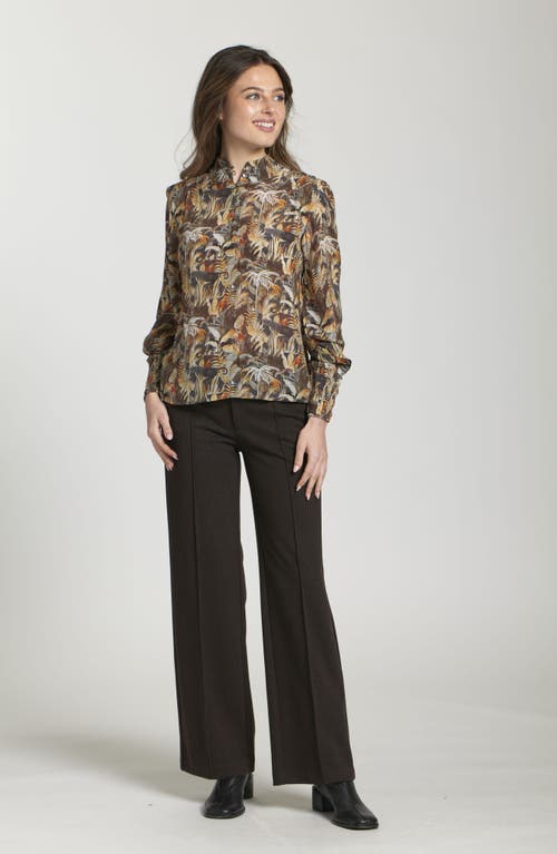 Apny Puff Shoulder Button Front Top In Multi