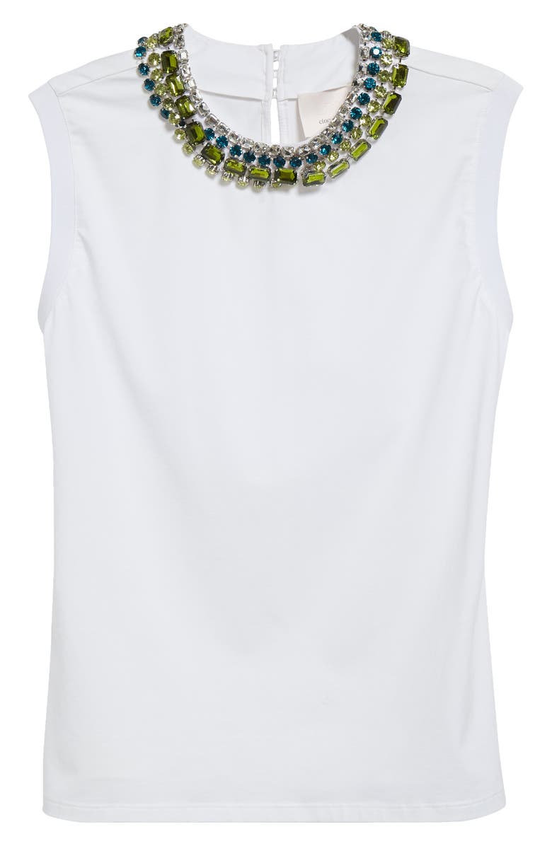 Cinq à Sept Crystal Detail Cotton Tank, Alternate, color, White/ Multi