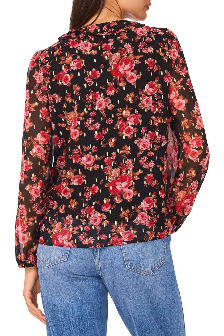 V-Neck Ruffle Top, Alternate, color, RED MULTI