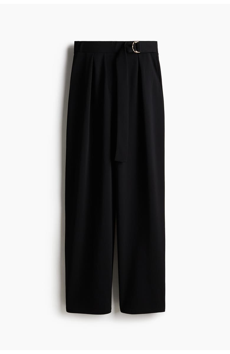 H&M Belted Trousers, Main, color, Black